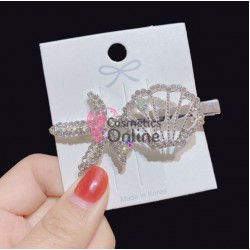 Clema pentru par metalica AGF039 - Argintiu cu strasuri